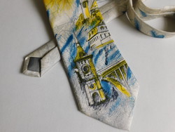 Vintage valódi selyem városképes olasz nyakkendő