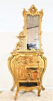 Csodaszép velencei barokk stílusú aranyozott fésülködőasztal,konzolasztal,előszobai B313