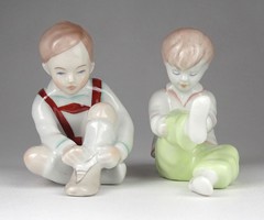 1I663 Jelzett Aquincumi porcelán fiú - lány figura pár