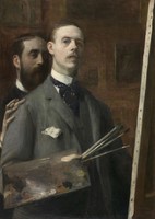 Émile blanche - self-portrait with raphael de ocho - reprinted canvas reprint