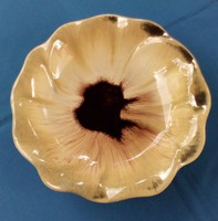 Flower-shaped German majolica bowl with beautiful glaze 26 cm in diameter