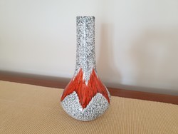Retro old large glazed applied art ceramic vase 33.5 cm mid century