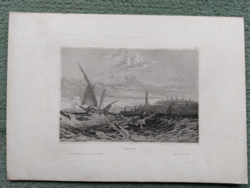 Genoa, Genoa in Italy. Original steel engraving, 1838 publisher: hilburghausen