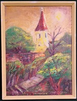 Fk/202 - tan g. Lenke's painting entitled Alsóőrs church in summer