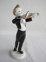 Hollóházi porcelán zenész hegedűs kisfiú