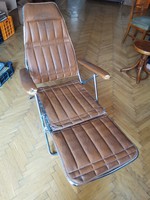 Mid Century bőr nyugágy / Danish style Mid Century Deck Chair