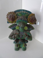 Antik különleges mitológiai azték kerámia szobor.