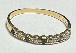 1 Forintról! 18 karátos Arany (1,2 g) gyűrű, apró Brillekkel és Smaragdokkal!