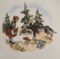 Hollóházi mese gyerek tányér Piroska és a farkas