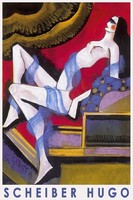 Scheiber Hugó Nő kék fátyollal, art deco avantgarde festmény művészeti plakátja, női akt