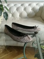 Tyrolean 40's, flat, Bavarian, alpine patterned linen ballerina shoes