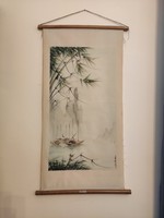Japán tengeri kikötő tájkép selyem fali kép