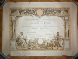 Antique large diploma industrial paper self-education association pope 1903