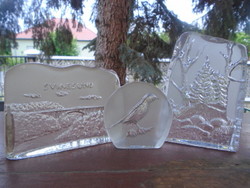 3 pcs costa acid etched artwork really curiosity marked costa crystal glass