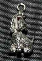 Antique pendant shaping 925 silver puppies, garbage made of gems