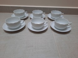 Fehér Herendi porcelán teás csésze+alj készlet