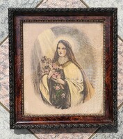 St. Teresa, beautiful painting watercolor watercolor, holds St. Teresa's corpus in her hands