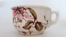 Old koma cup, thick-walled antique porcelain mug with flowers