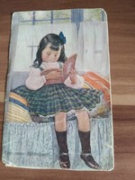 Antik képeslap, olvasó kislány, 1919.