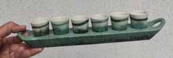 Old art deco retro cucumber pottery marked glass set offering snaps short drink