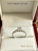 Exclusive 9k White Gold Diamond Diamond Ring Approx 0.7-0.8ct Gigantic Luxury