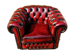 A540 Antik burgundi színű chesterfield bőr fotel