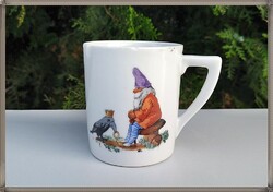 Rare, fairy-tale patterned, old Zolnay porcelain mug