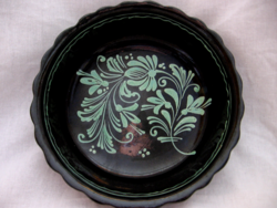 Black and green hmv marked ceramic wall bowl fs