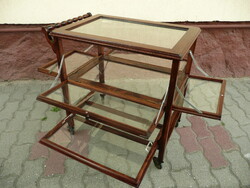 Very nice condition, antique, swivel glass door / tray trolley with tray