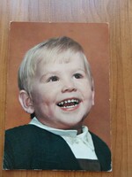 Régi képeslap, kisfiú, 1970-es évek körüli