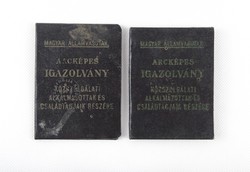 1I802 old Hungarian state railways railway personal document card 2 pieces