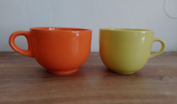 Retro 1 orange +1 lemon yellow porcelain mug, glass,