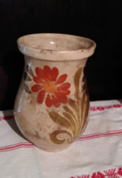 To a collector! Antique approx. 120-150 Year old glossy ceramic jug with pouring floral decor