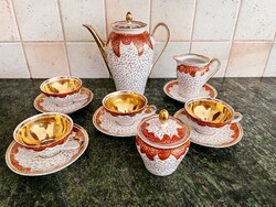 Kahla gdr 4 person porcelain coffee set painted by orbán gizi