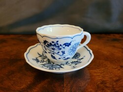 Meisseni kávéscsésze aljjal Meissen csésza alj tányér kék fehér hagymamintás Hutschenreuther