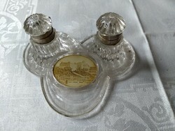 Fairy small glass inkwell with a view of Budapest
