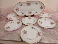 Hollóház porcelain-dawn pattern cake set for 6 people