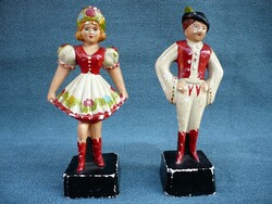 Old hand-painted pair of folk costumes