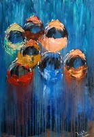 " Fejenek " című munkám - akril festmény