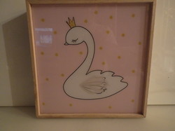 Wall decoration - illuminated - 31 x 31 x 7 cm - swan - works with micro batteries - perfect