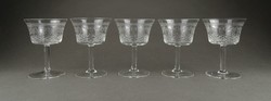 1I924 antique etched glass short drink set 5 pieces