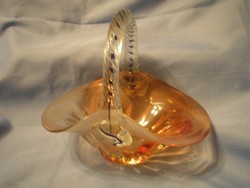 Antique Murano glass basket with gradient coral color for sale flawlessly