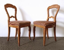 1I903 Antik intarziás Biedermeier támlás szék pár
