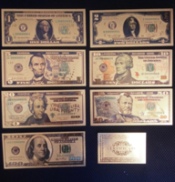 Certifikációval, aranyozott amerikai dollár sor bankjegy, replika