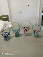Beautiful Murano glass baskets in 4 pieces