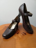 MINOZZI olasz vintage stílusú újszerű barna tűzött női bőrcipő, tangó cipő 38 -as
