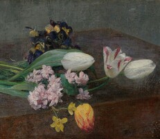 Latour - hyacinth, tulip, pansy - canvas reprint on blinds