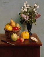 Latour - still life with flowers and fruits - canvas reprint on blinds
