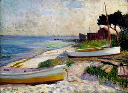 Glackens - Csónakok a tengerparton - vászon reprint