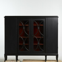 Black burgundy serving cabinet. Painted inside shelf.